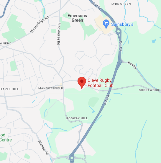 A map image of the location of Cleve Rugby Club